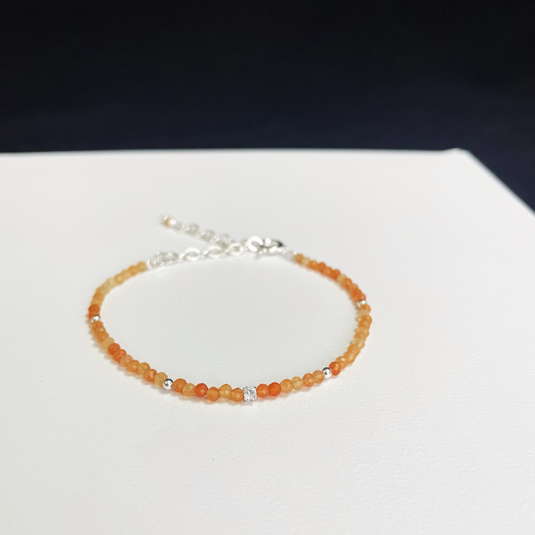 2mm Delicate Thin Red Aventurine Faced Beads Bracelet