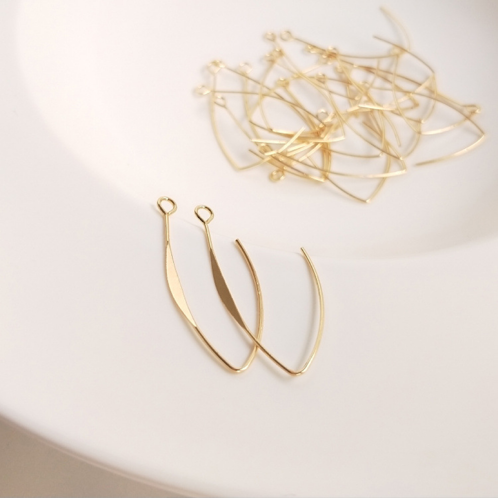14k Gold Plated V Shaped Earring Hooks Accessory a Pair