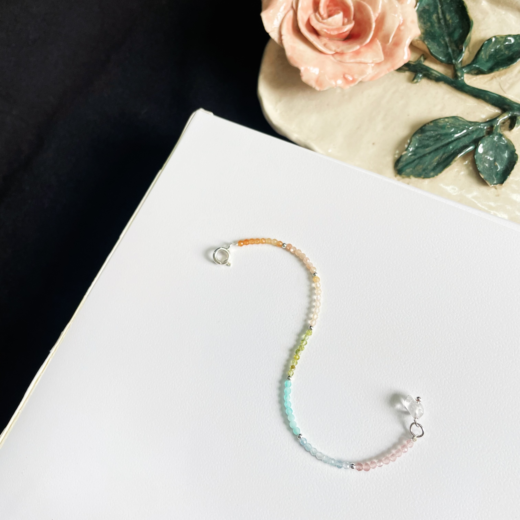 Macaron Rainbow 2mm Thin Faceted Gemstone Bracelet