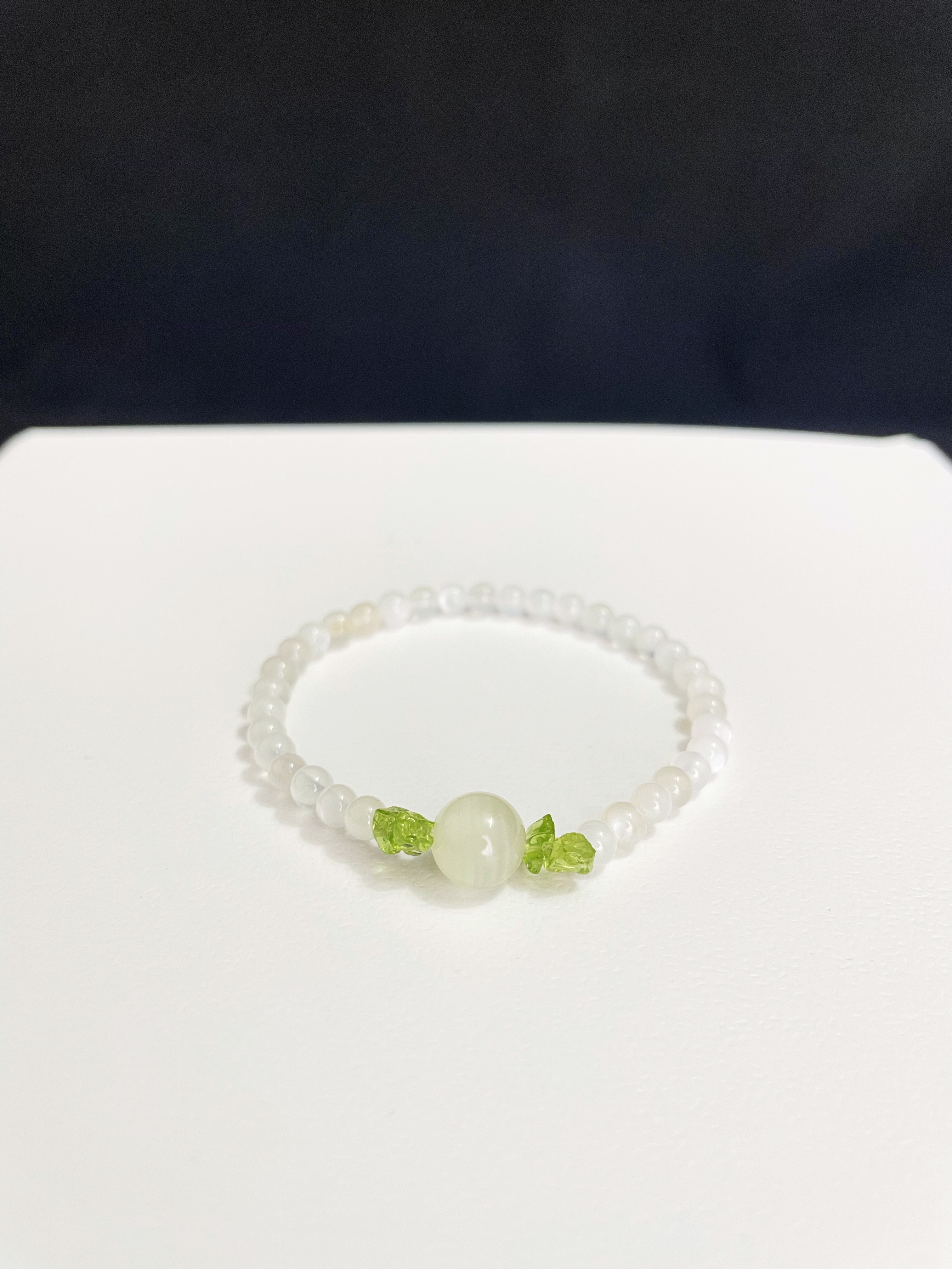 INFJ Healing Bracelet: White Moonstone, Peridot, and Green Calcite
