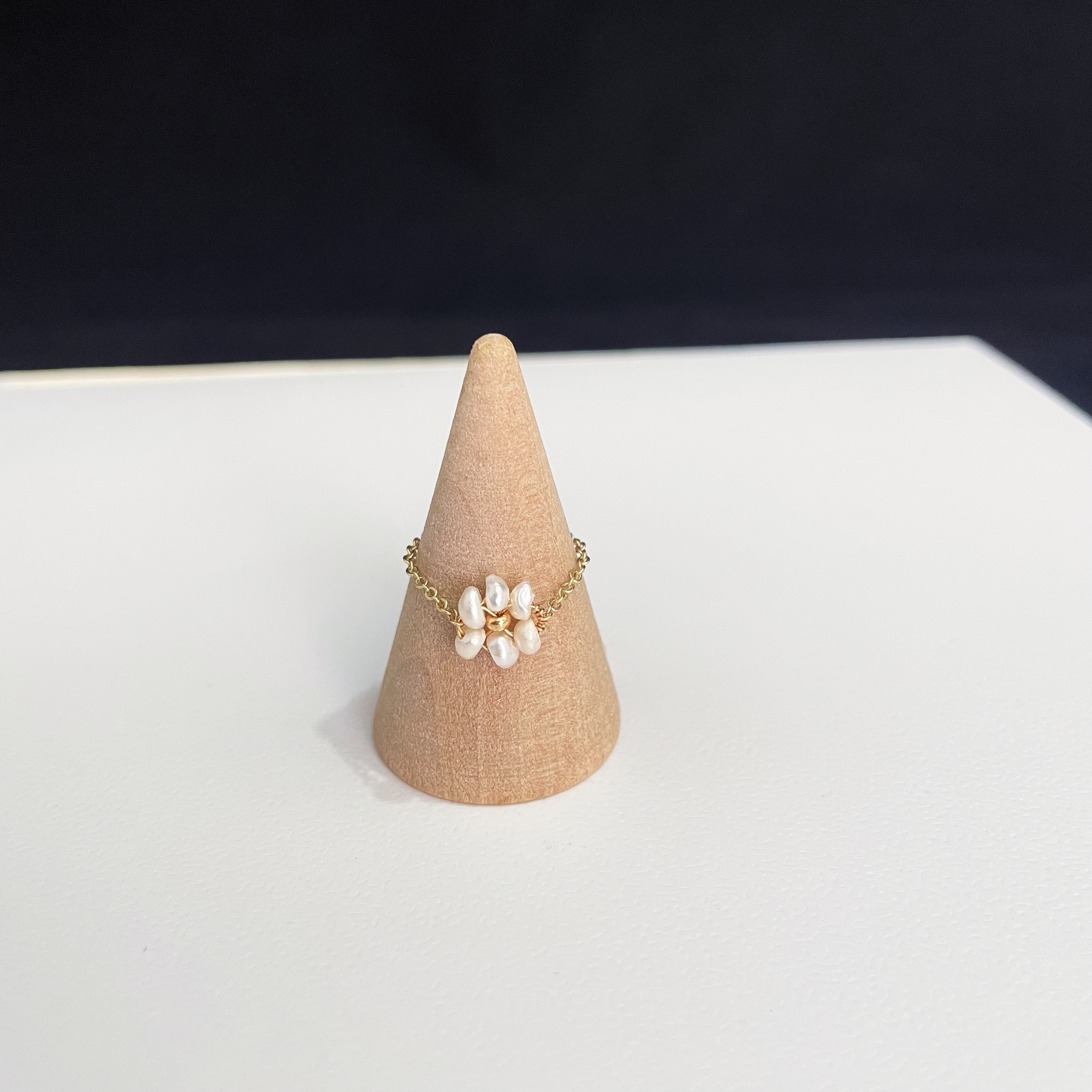 Delicate Little Pearl Flower Adjustable Ring