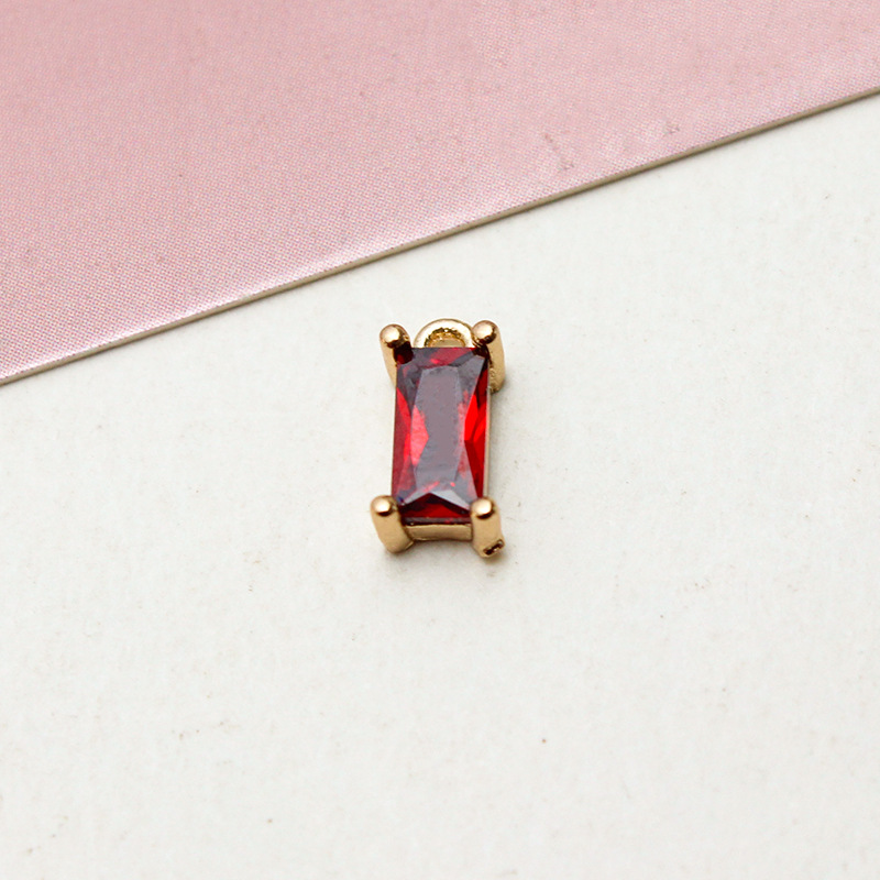 4*8mm Colored Zircon Rectangle Pendant Single Hanging Ring