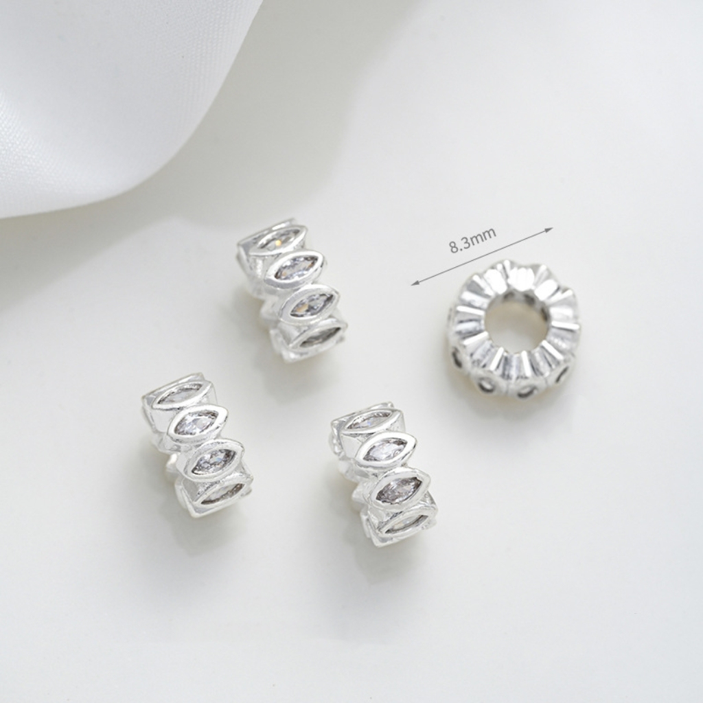 Cubic Zirconia Inlaid Gold Plated Wheel Spacer Bead Multiple Style