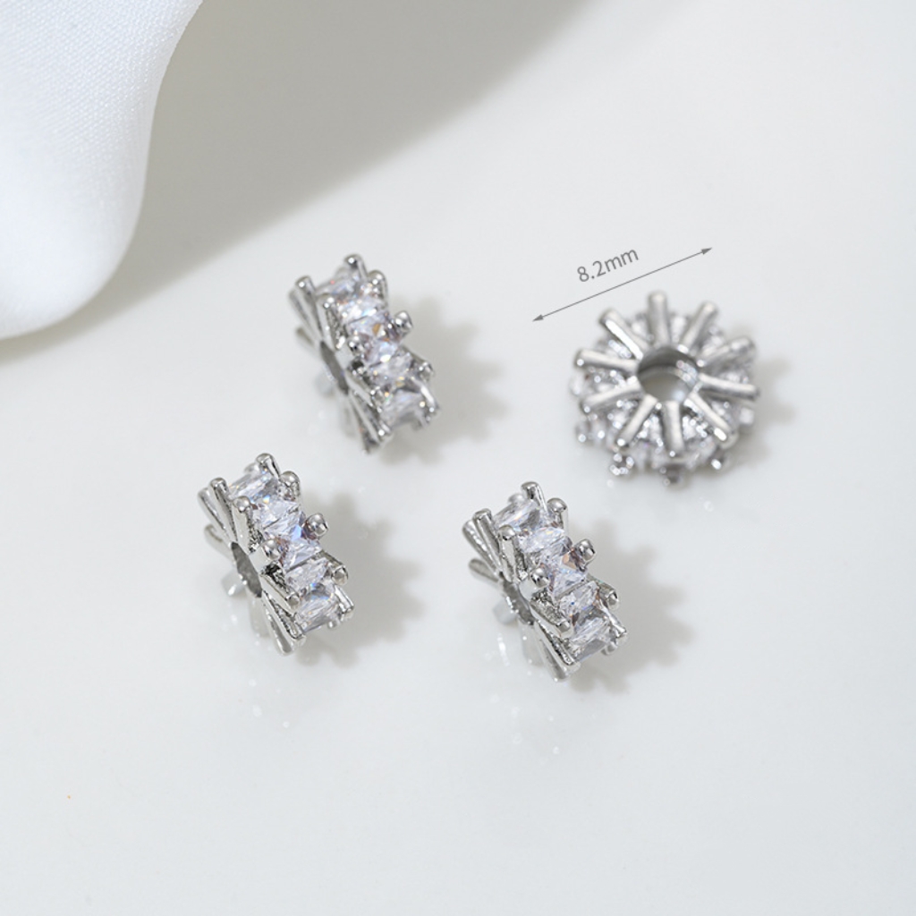 Cubic Zirconia Inlaid Gold Plated Wheel Spacer Bead Multiple Style
