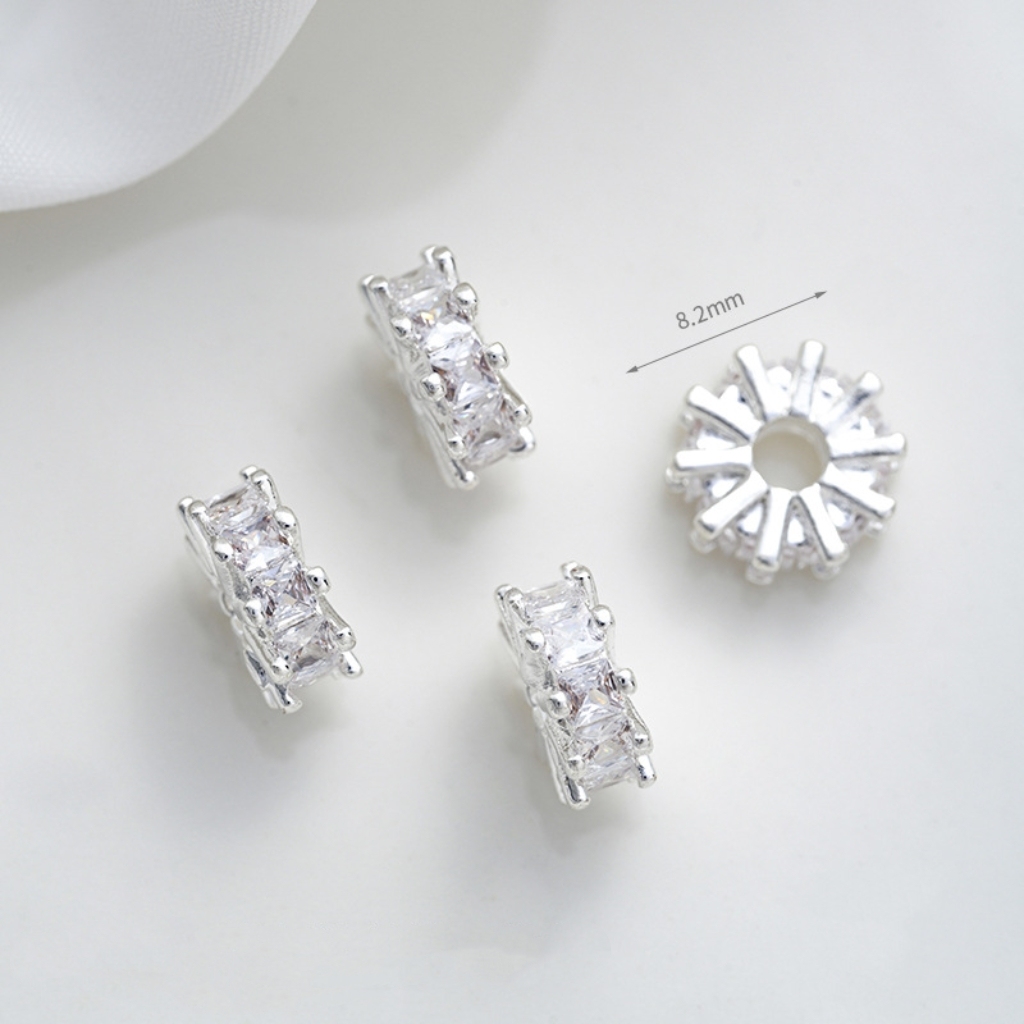 Cubic Zirconia Inlaid Gold Plated Wheel Spacer Bead Multiple Style