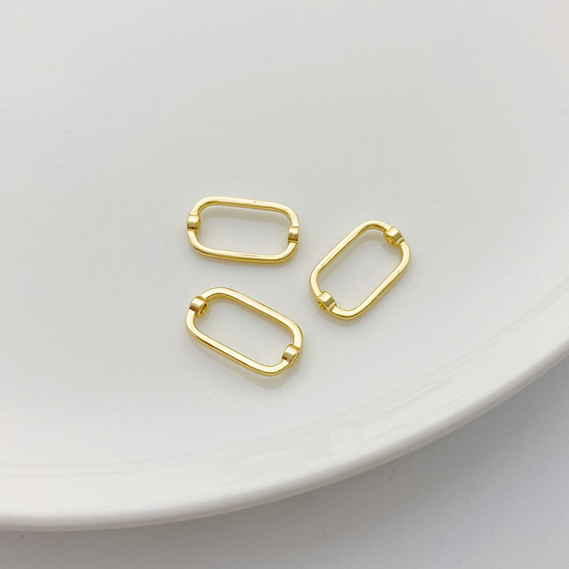 Gold Plated Rectangle Frame with Cross Hole Accessory for Jewelry DIY