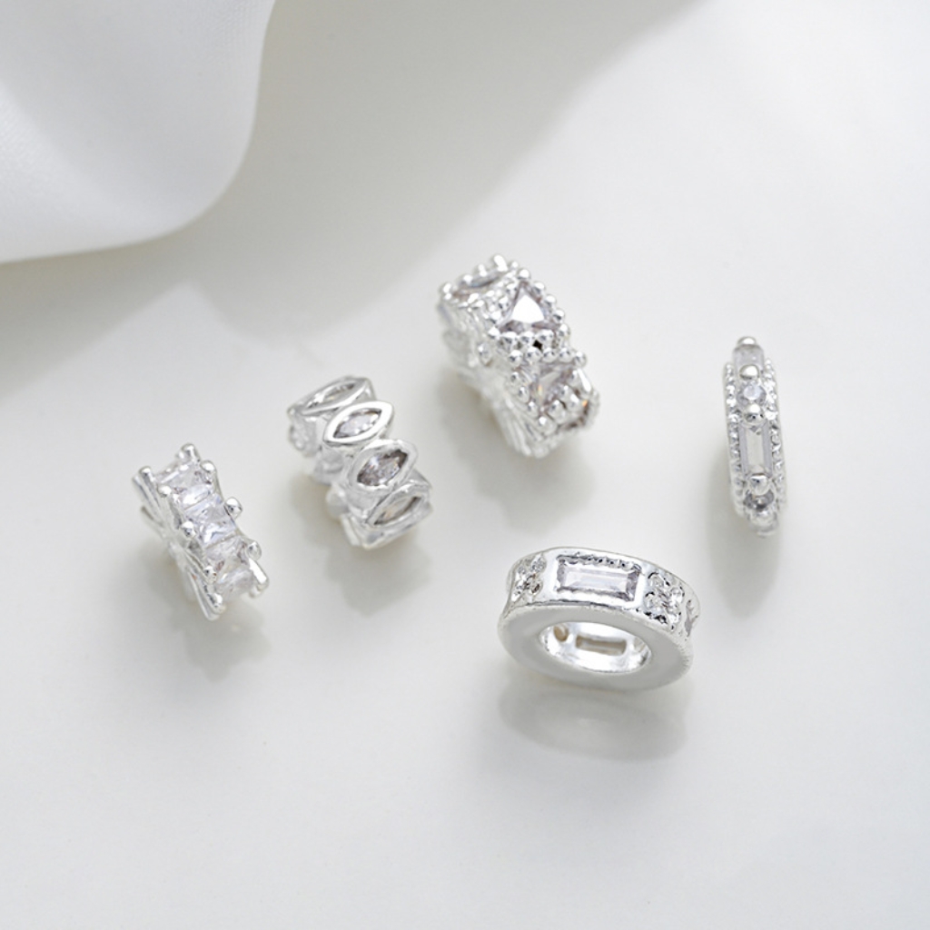 Cubic Zirconia Inlaid Gold Plated Wheel Spacer Bead Multiple Style