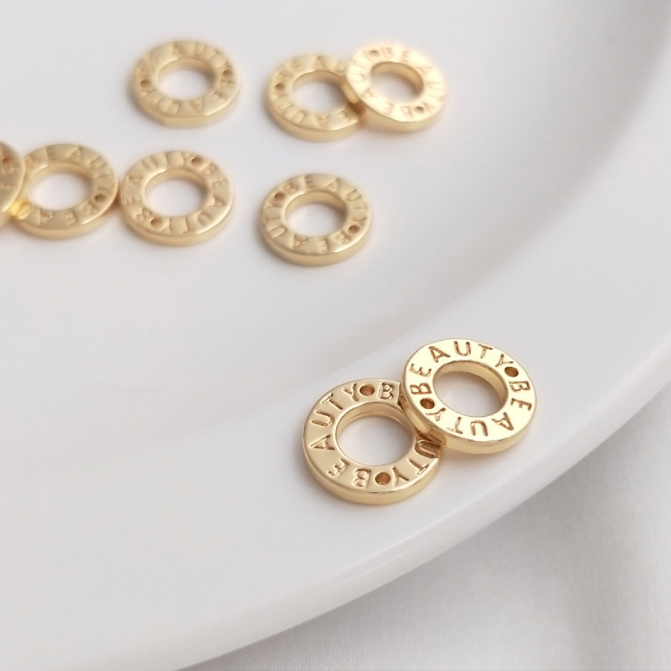14k Gold Plated "BEAUTY" Connecting Ring Accessory for Jewelry Making