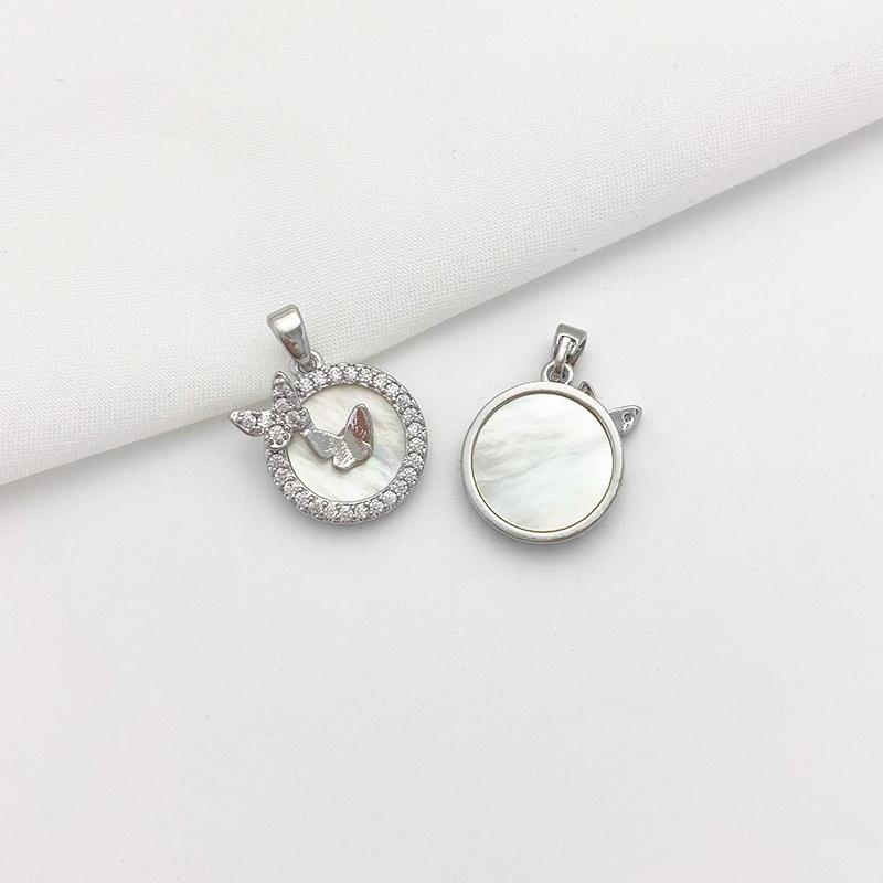 Natural White and Black Shell Inlaid Pendant Jewelry Charms