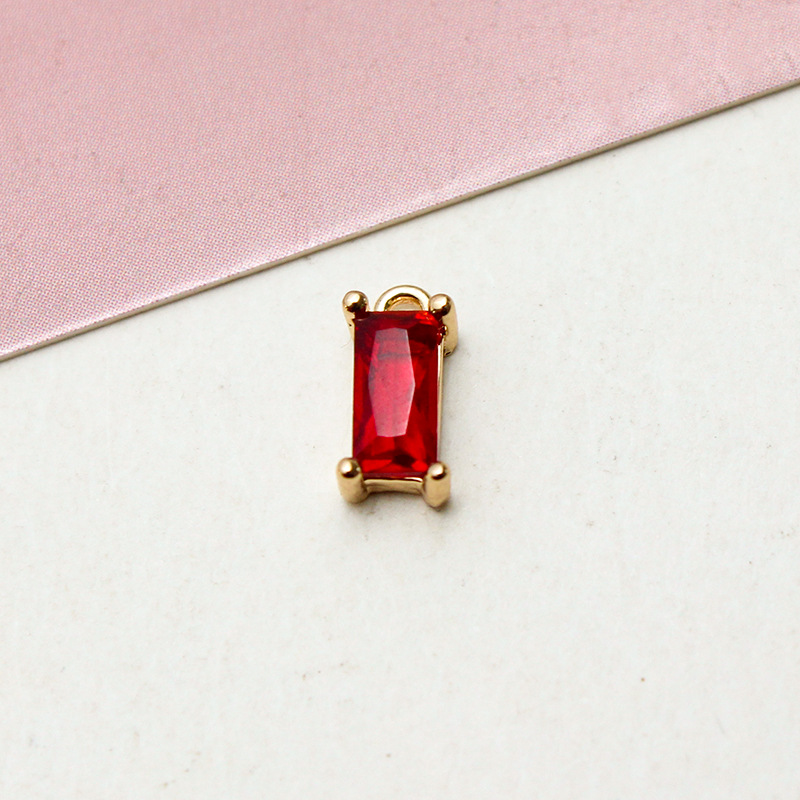4*8mm Colored Zircon Rectangle Pendant Single Hanging Ring
