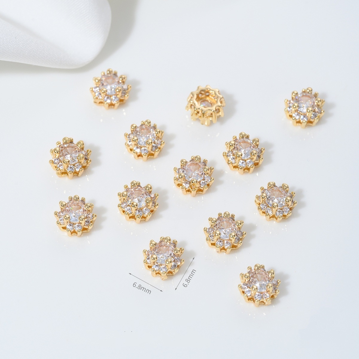 Cubic Zirconia Inlaid Gold Plated Multiple Holes Flower Spacer Bead
