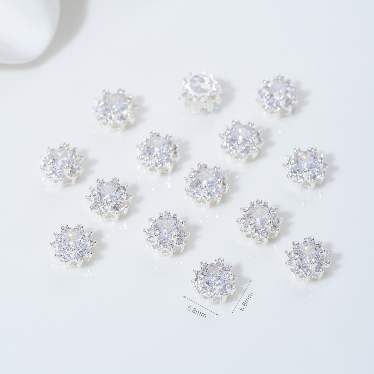 Cubic Zirconia Inlaid Gold Plated Multiple Holes Flower Spacer Bead