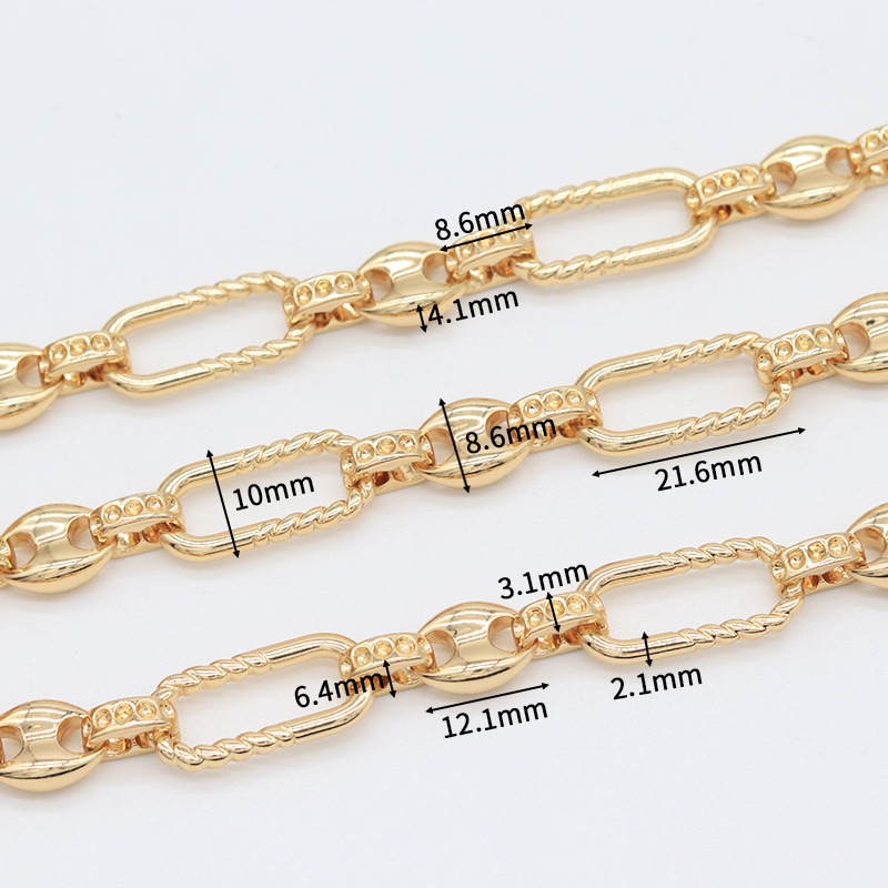 14k Gold Plated Thick Chain for Jewelry Making 1m