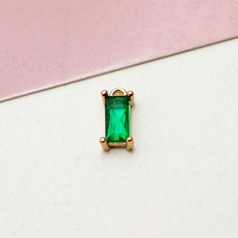4*8mm Colored Zircon Rectangle Pendant Single Hanging Ring