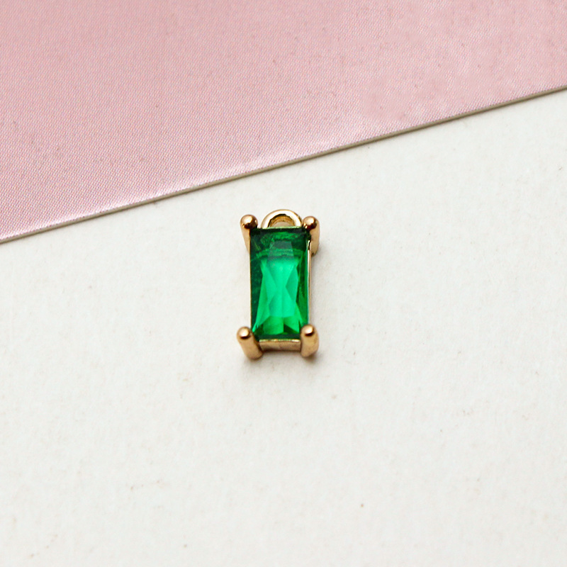 4*8mm Colored Zircon Rectangle Pendant Single Hanging Ring