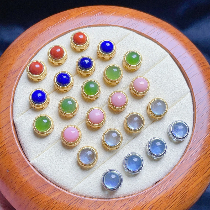 8mm 925 Silver Crustification Gemstones Round Accessory