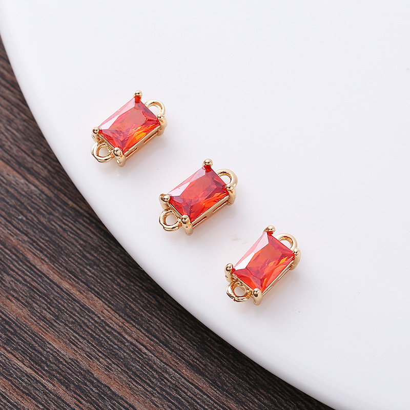 7*12mm Rectangle Glass Charm Pendant Dual Hanging Rings