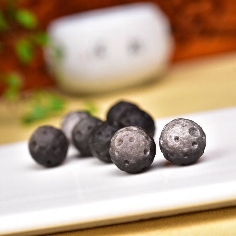 Silver Obsidian Round Beads in The Shape of Meteorite