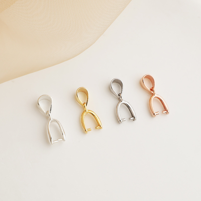 925 Silver Simple Pendant Clasp Pendant Connector Accessory Multiple Size