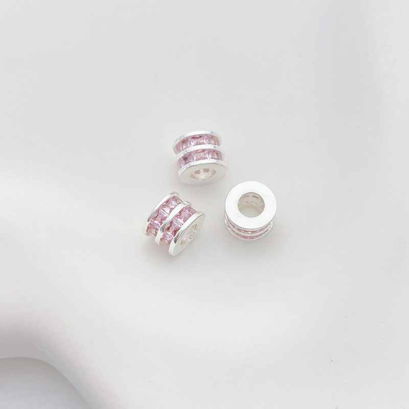 Zirconia Inlaid Gold Plated Cylindrical Spacer Beads 8*8*6m Multiple Color