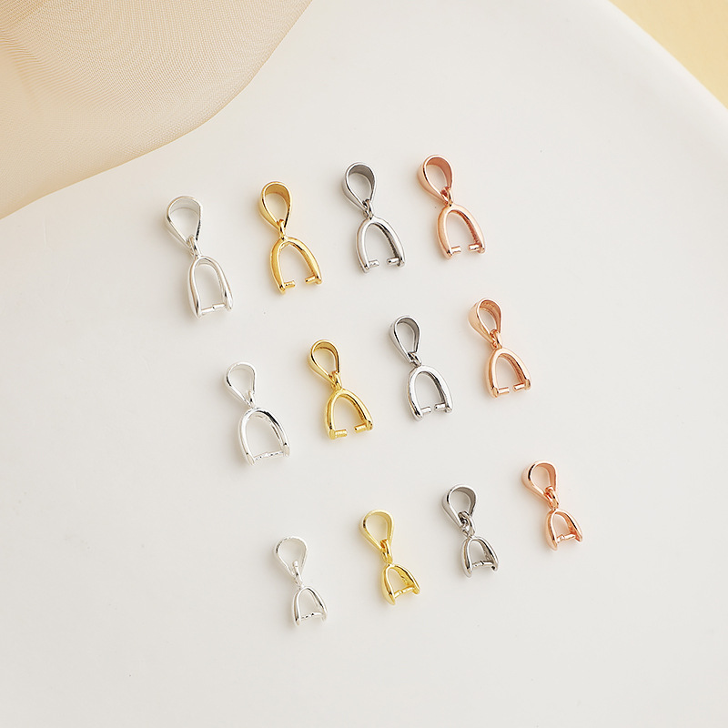 925 Silver Simple Pendant Clasp Pendant Connector Accessory Multiple Size