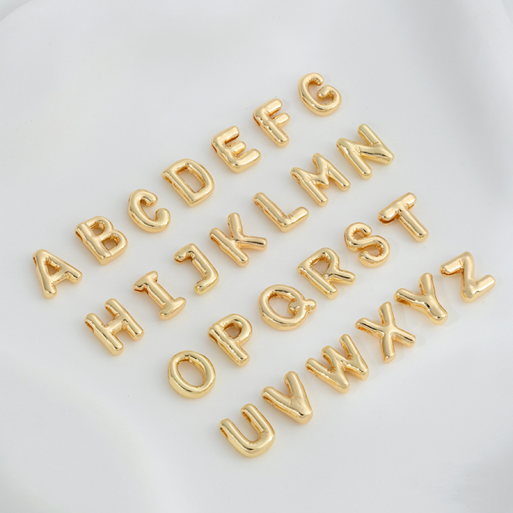 14k Gold Plated Balloon Style 3D 26 Letters Charms for Jewelry Making