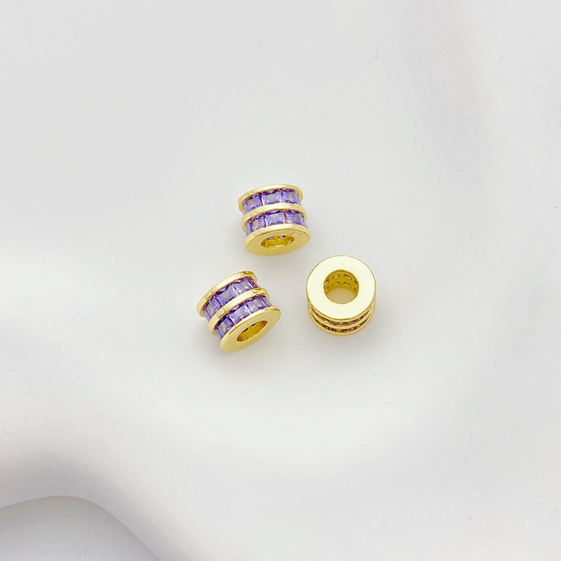 Zirconia Inlaid Gold Plated Cylindrical Spacer Beads 8*8*6m Multiple Color