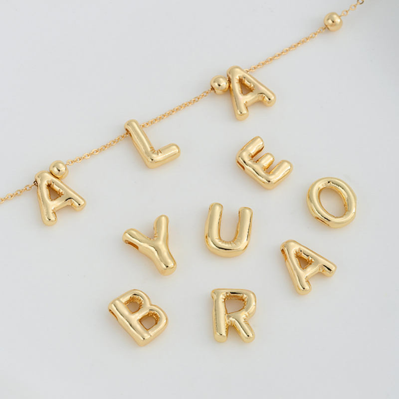 14k Gold Plated Balloon Style 3D 26 Letters Charms for Jewelry Making
