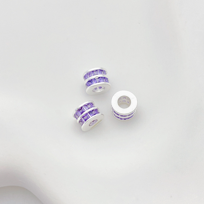 Zirconia Inlaid Gold Plated Cylindrical Spacer Beads 8*8*6m Multiple Color