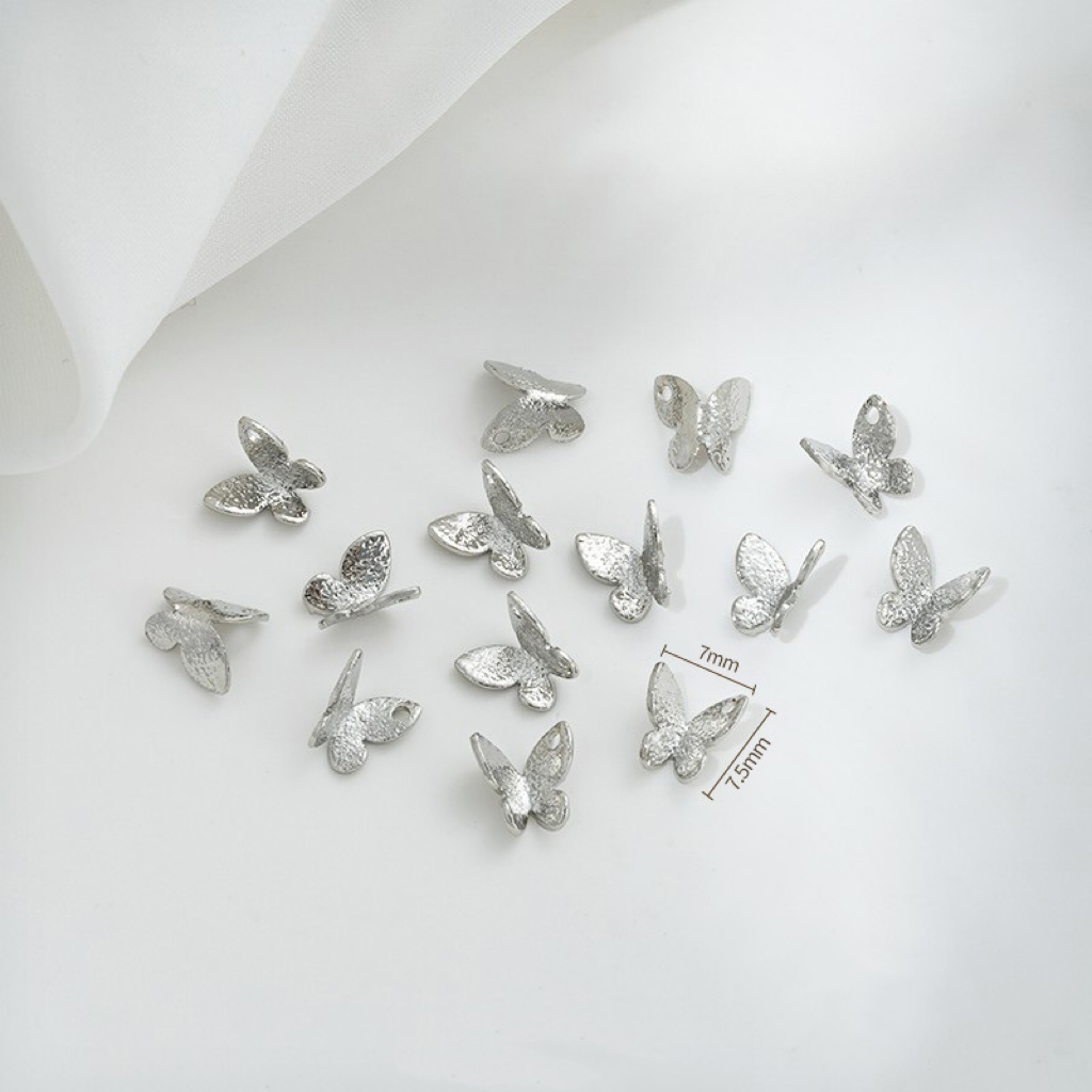 Gold Plated Three Dimensional Little Shining Butterfly Charms 10 pcs