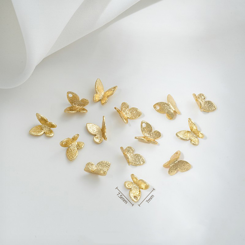 Gold Plated Three Dimensional Little Shining Butterfly Charms 10 pcs