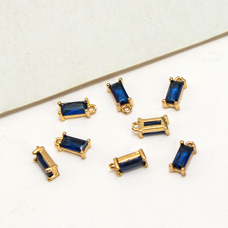 4*8mm Colored Zircon Rectangle Pendant Single Hanging Ring