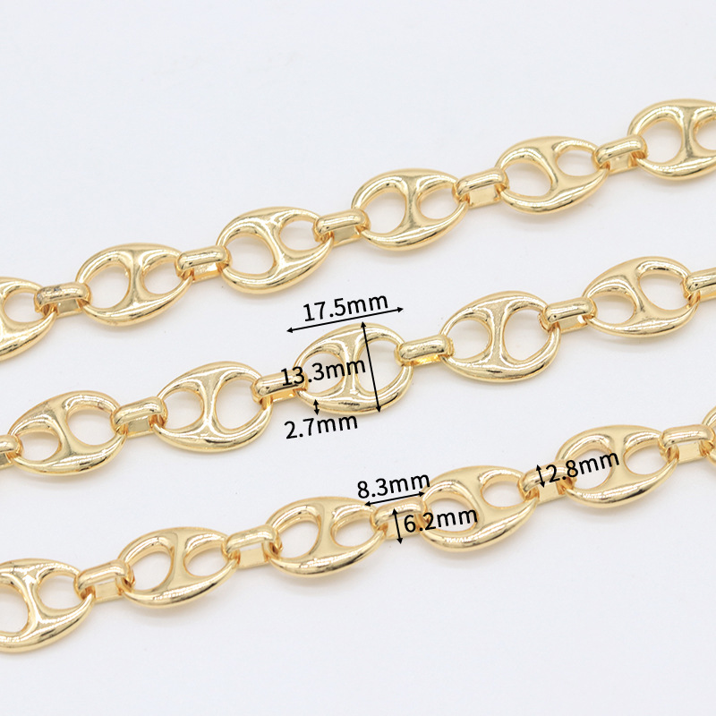 14k Gold Plated Thick Chain for Jewelry Making 1m