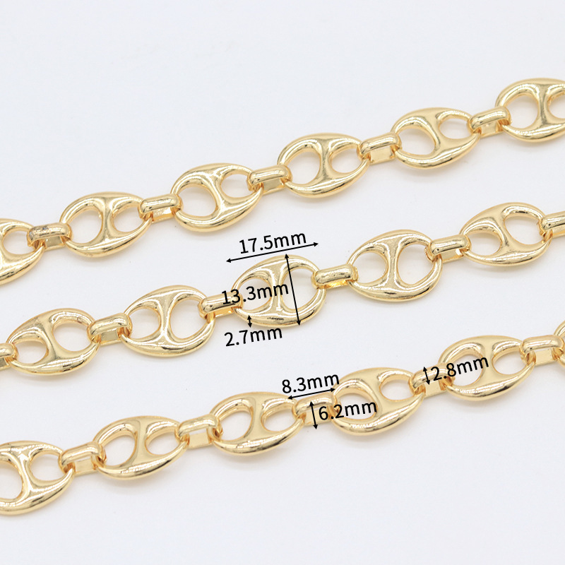 14k Gold Plated Thick Chain for Jewelry Making 1m
