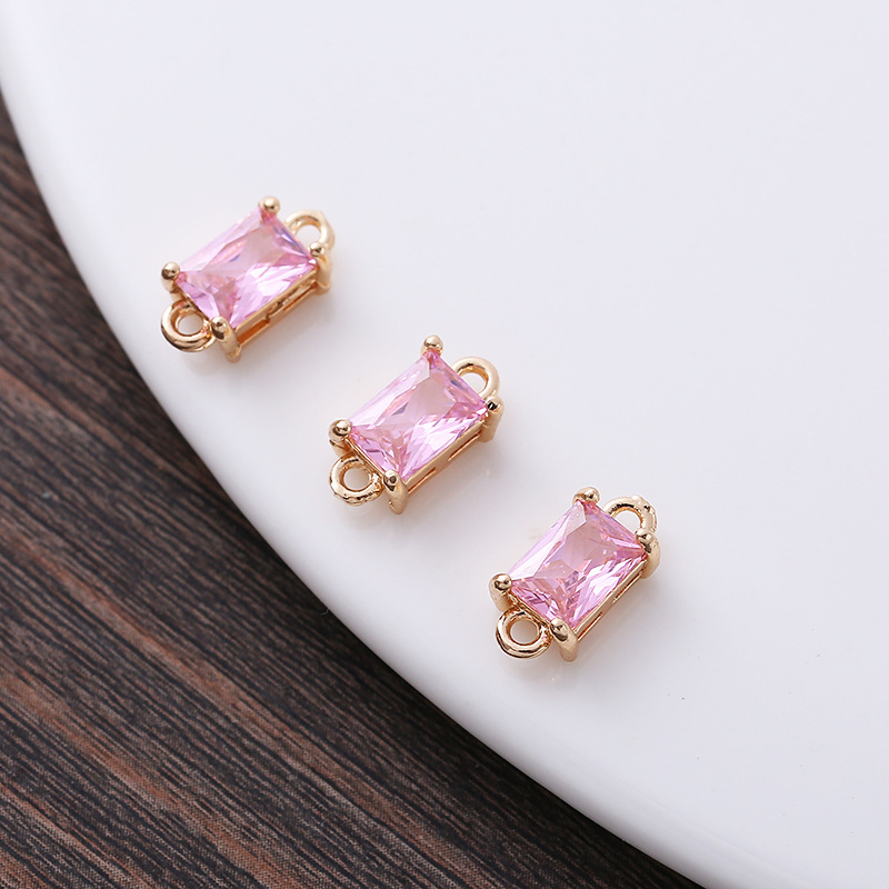 7*12mm Rectangle Glass Charm Pendant Dual Hanging Rings