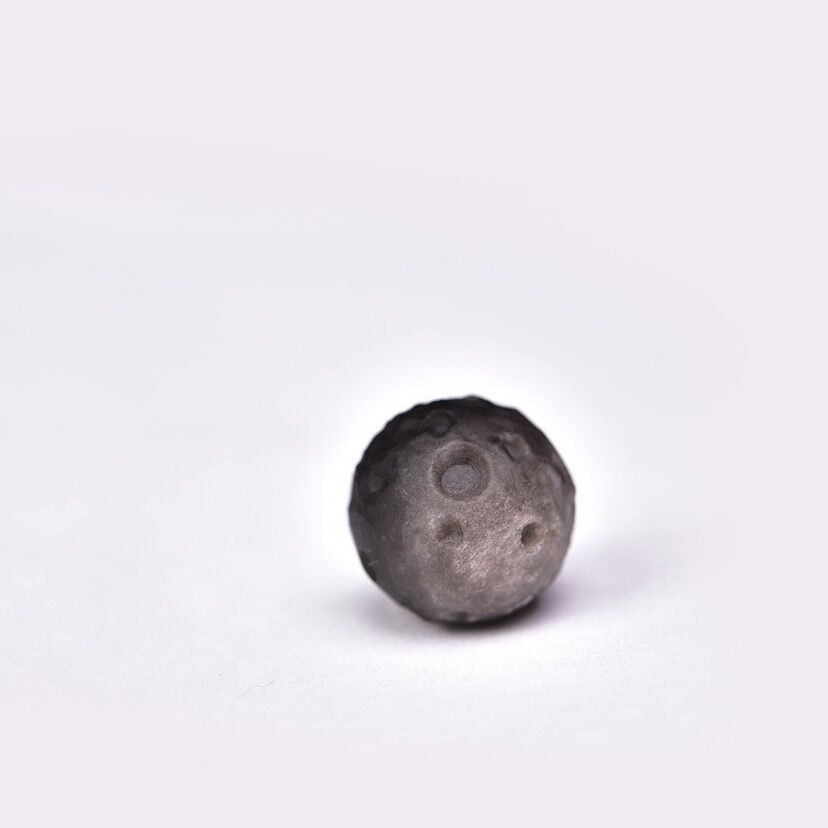 Silver Obsidian Round Beads in The Shape of Meteorite