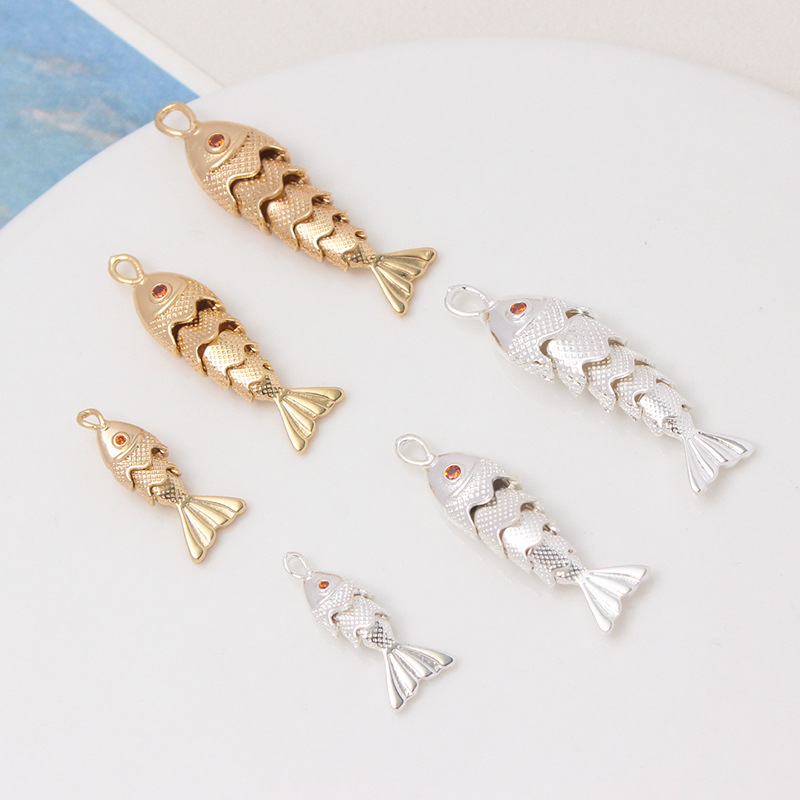Gold Plated Silver Plated Movable Little Koi Fish Pendant Jewelry Charm