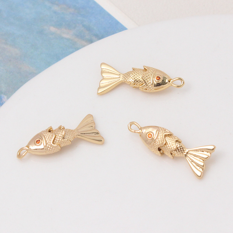 Gold Plated Silver Plated Movable Little Koi Fish Pendant Jewelry Char