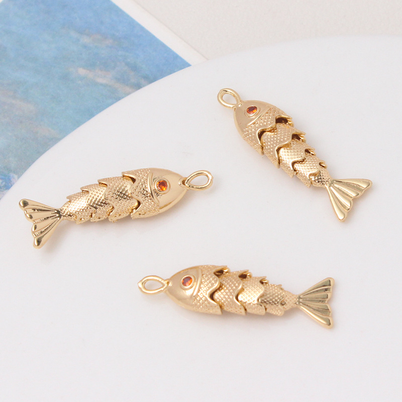 Gold Plated Silver Plated Movable Little Koi Fish Pendant Jewelry Charm