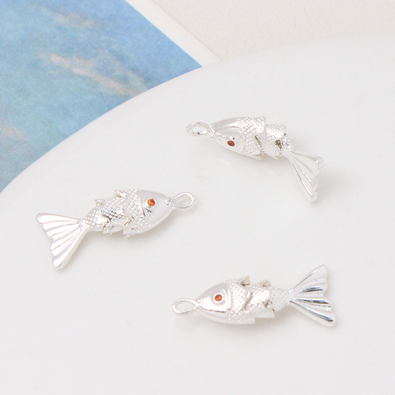 Gold Plated Silver Plated Movable Little Koi Fish Pendant Jewelry Charm
