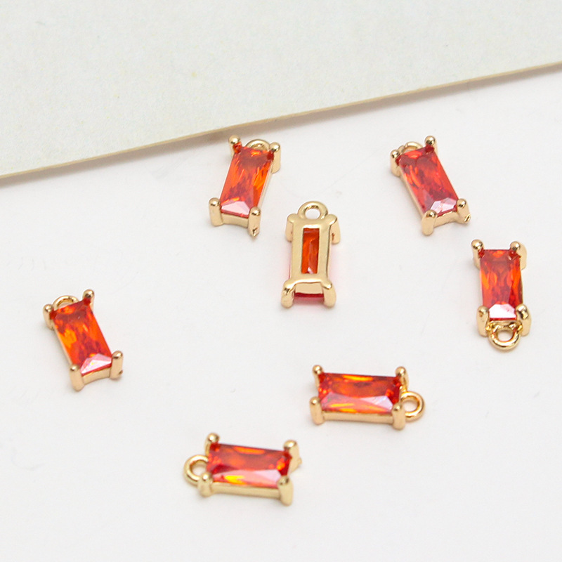 4*8mm Colored Zircon Rectangle Pendant Single Hanging Ring