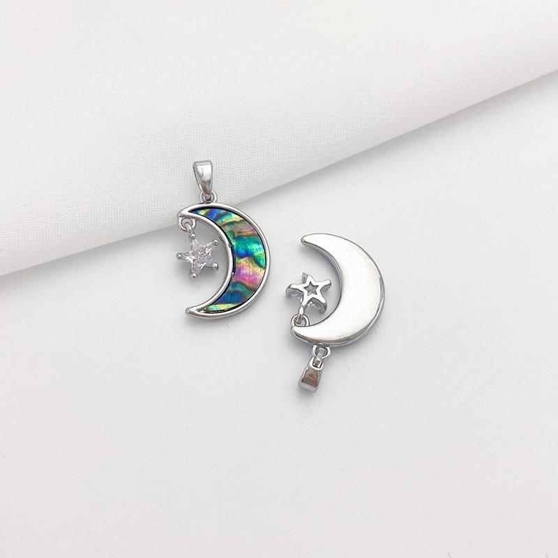 Natural White and Black Shell Inlaid Pendant Jewelry Charms