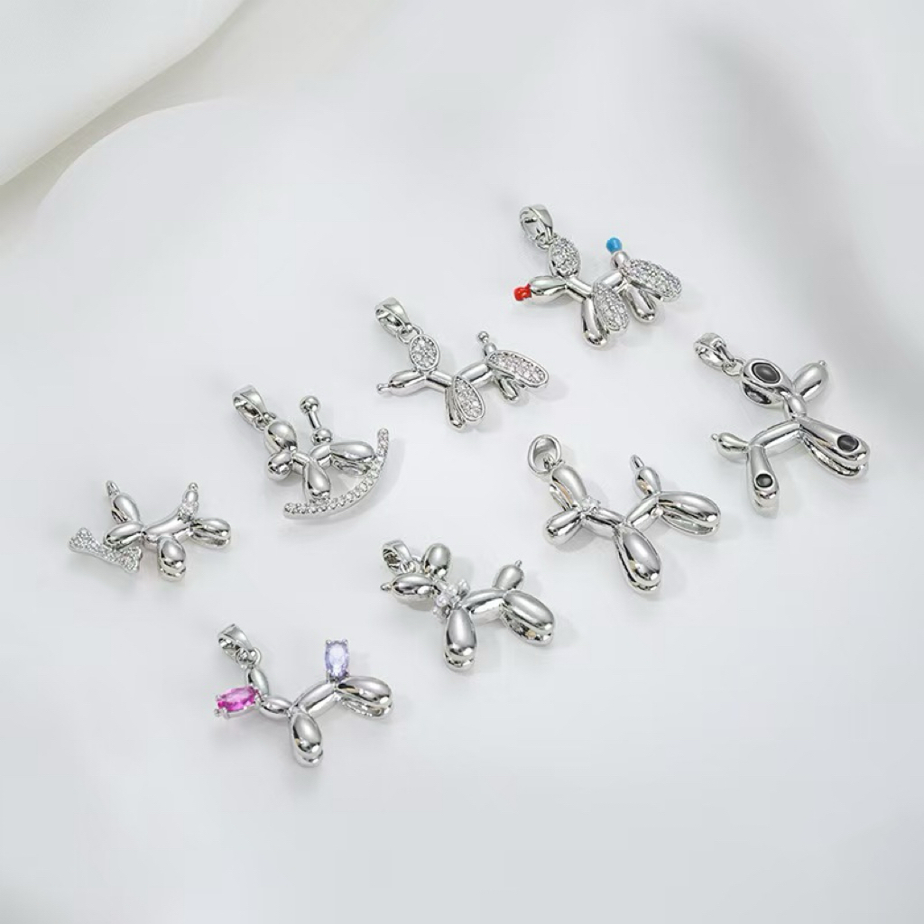 Gold Plated Cute Balloon Puppy Pendant Jewelry Charm