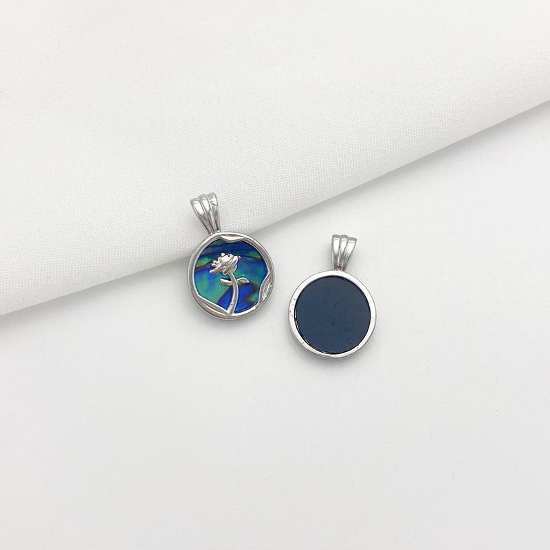 Natural White and Black Shell Inlaid Pendant Jewelry Charms