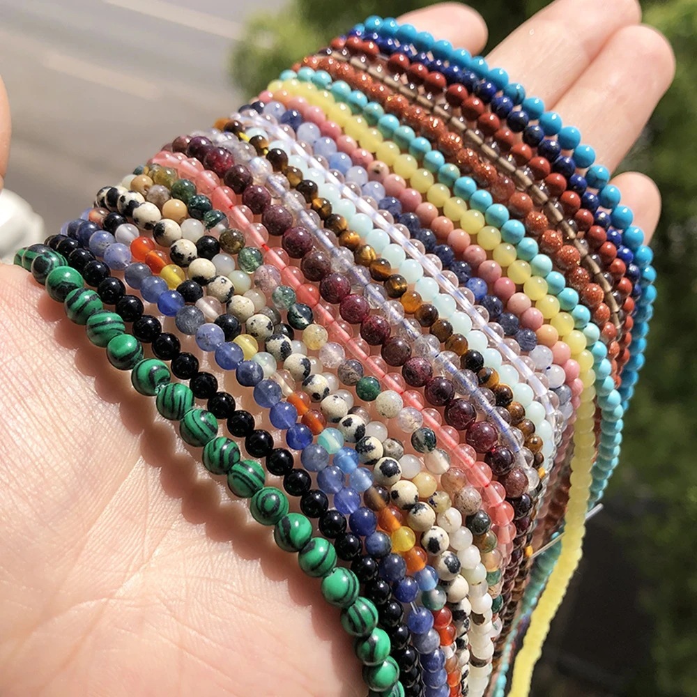 2mm 3mm Mini Natural Gemstone Round Beads Strand