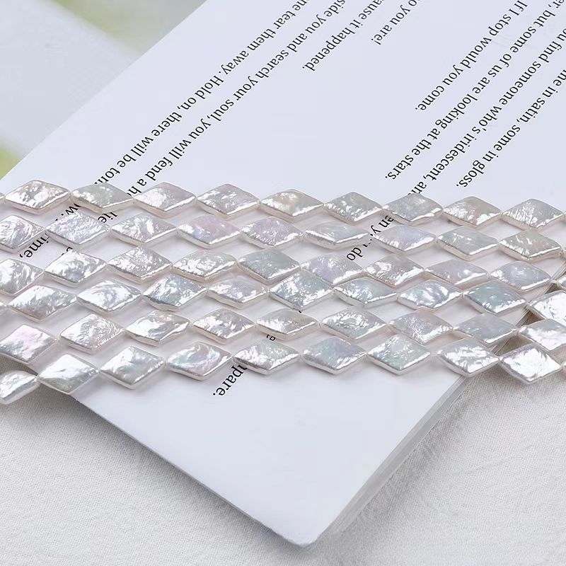 Rhombus Shaped Natural Freshwater Pearls Strand