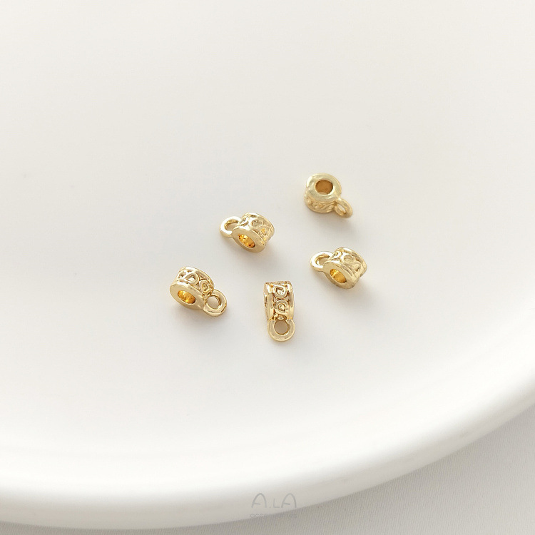 Gold Plated Spacer Beads with Hanging Ring Pendant Accessory 10PCS