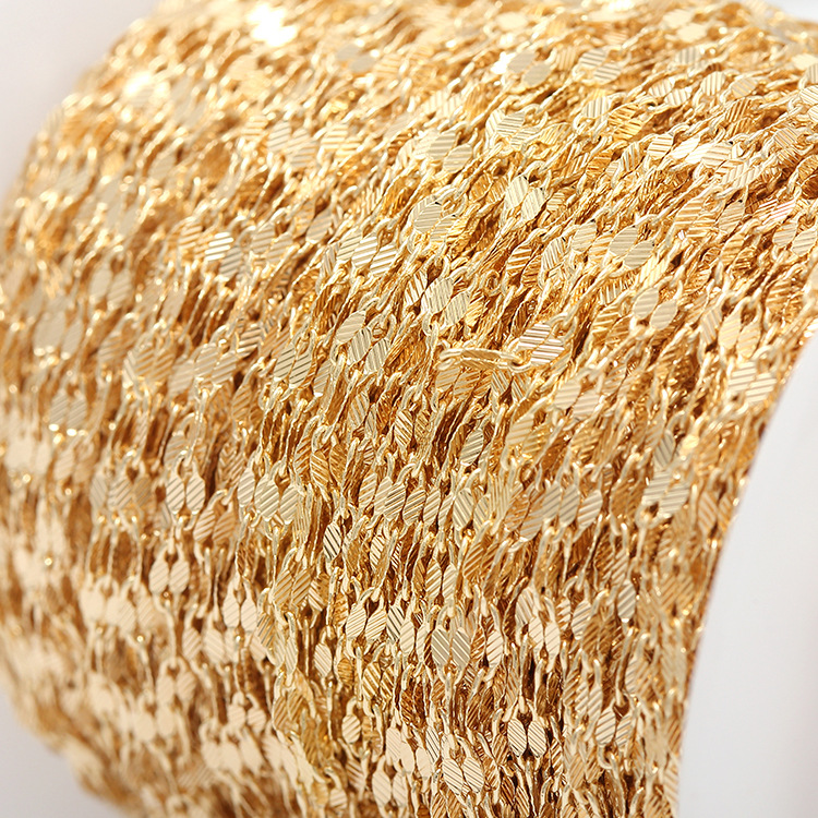 14k Gold Plated Engraved Sheet Chain for Jewelry DIY 1M