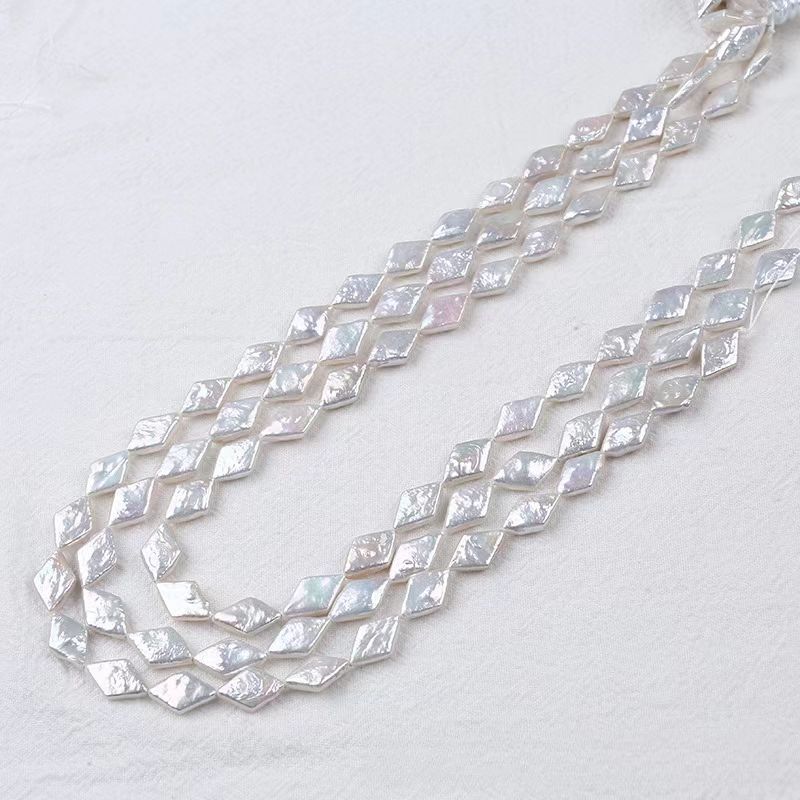 Rhombus Shaped Natural Freshwater Pearls Strand
