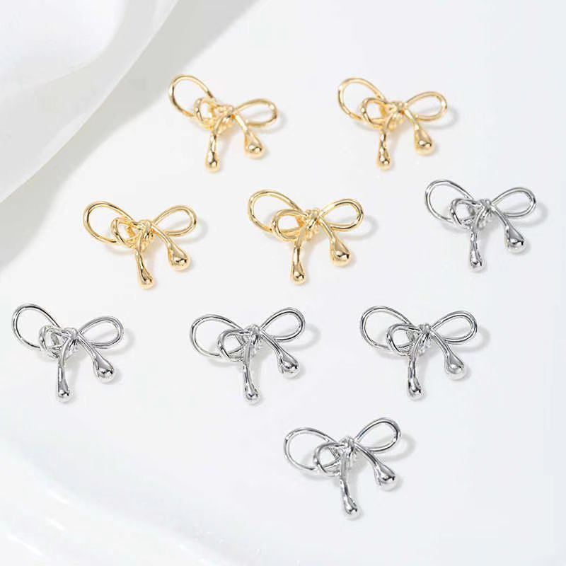 Delicate Gold Plated Three Dimensional Bow Spacer Bead Jewelry Charms